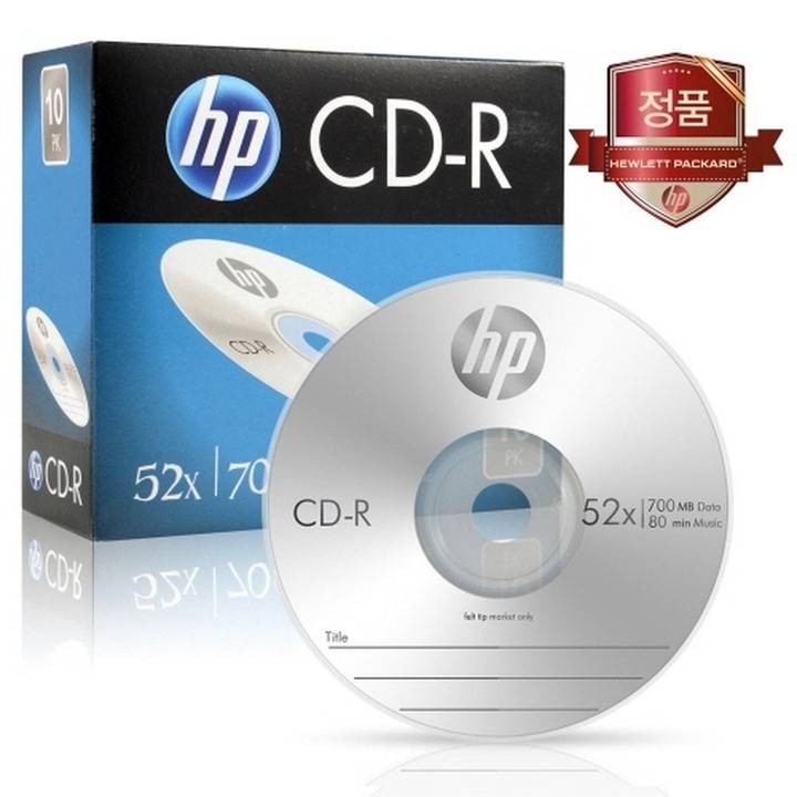 HP CD-R 52X 10PK 700MB / 80min (10개입) cdr cd-r 700mb 80min cdrw m-disc ...