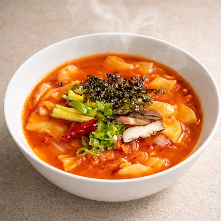 Kimchi Sujebi - Traditional Korean Hand-pulled Dough Soup with Kimchi